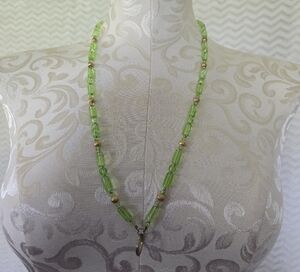 Elegant Green And Gold Beaded Lanyard.